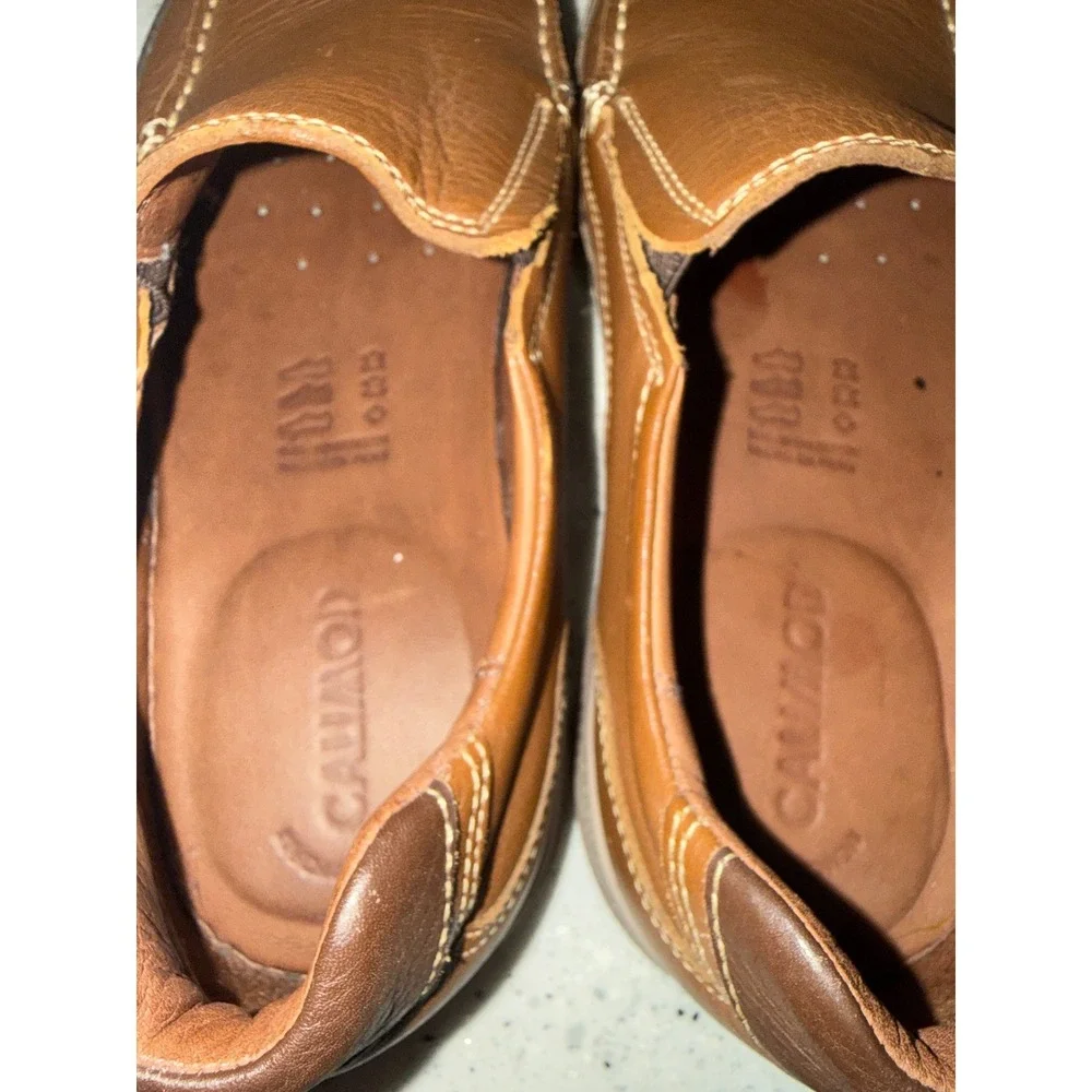 Calimod Mens Tan Brown Leather Slip On Loafers Moc Toe Shoes‎ Size 9